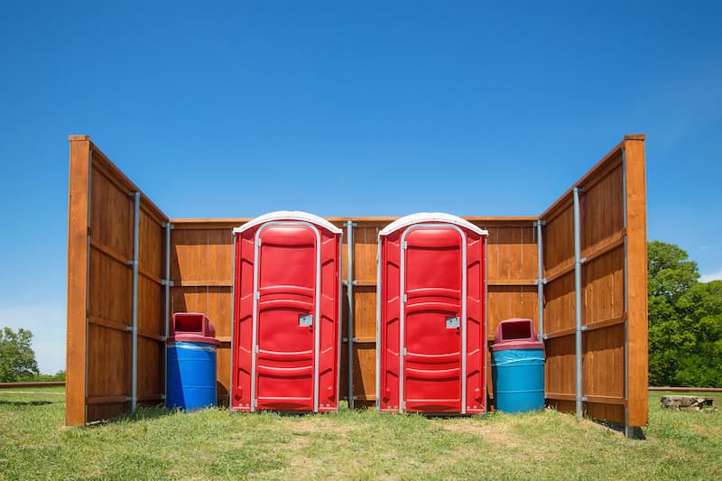 Short-term porta potty units staged for delivery in Fort Worth, Texas